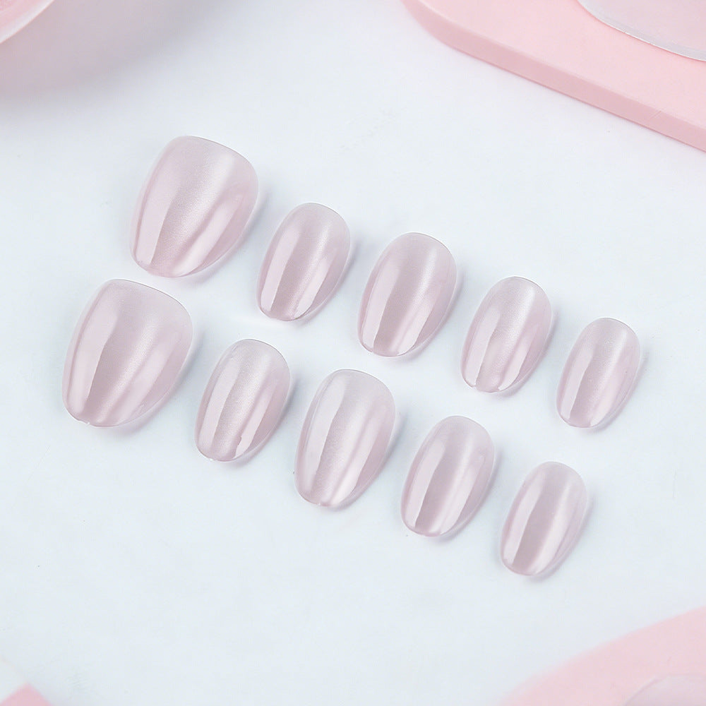 Delicate Blossom Short Oval Pink Matte Press On Nail Set with Glossy Finish