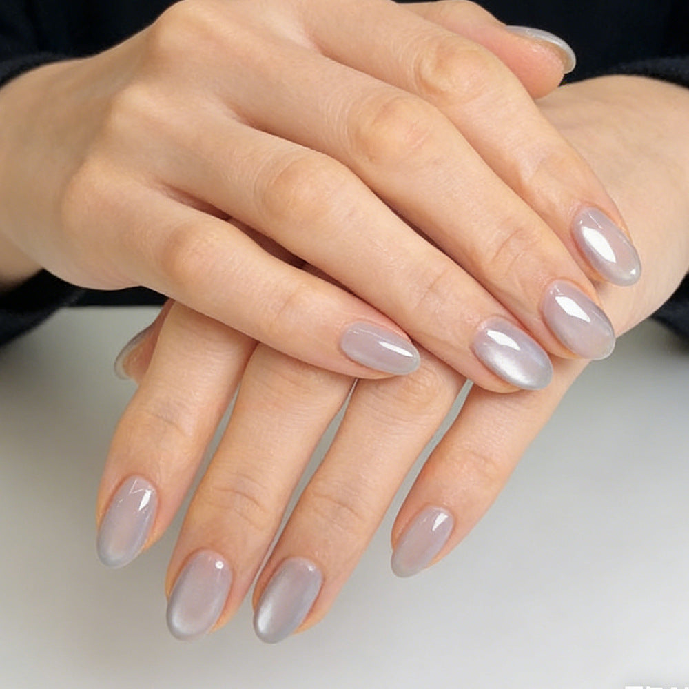 Elegant Ombre Short Oval Light Reflective Press On Nail Set