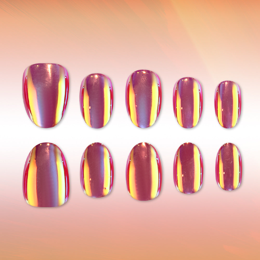 Radiant Sunset Short Round Colorful Ombre Nail Set