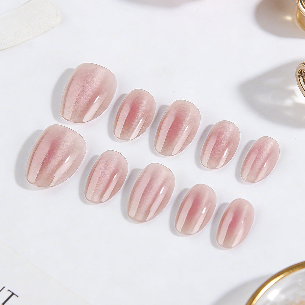 Blush Garden Short Oval Pink Ombre Press On Nail Set with Glossy Finish