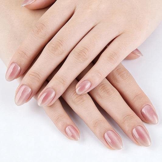 Enchanting Elegance Short Oval Blush Pink Ombre Shine Press On Nail Set