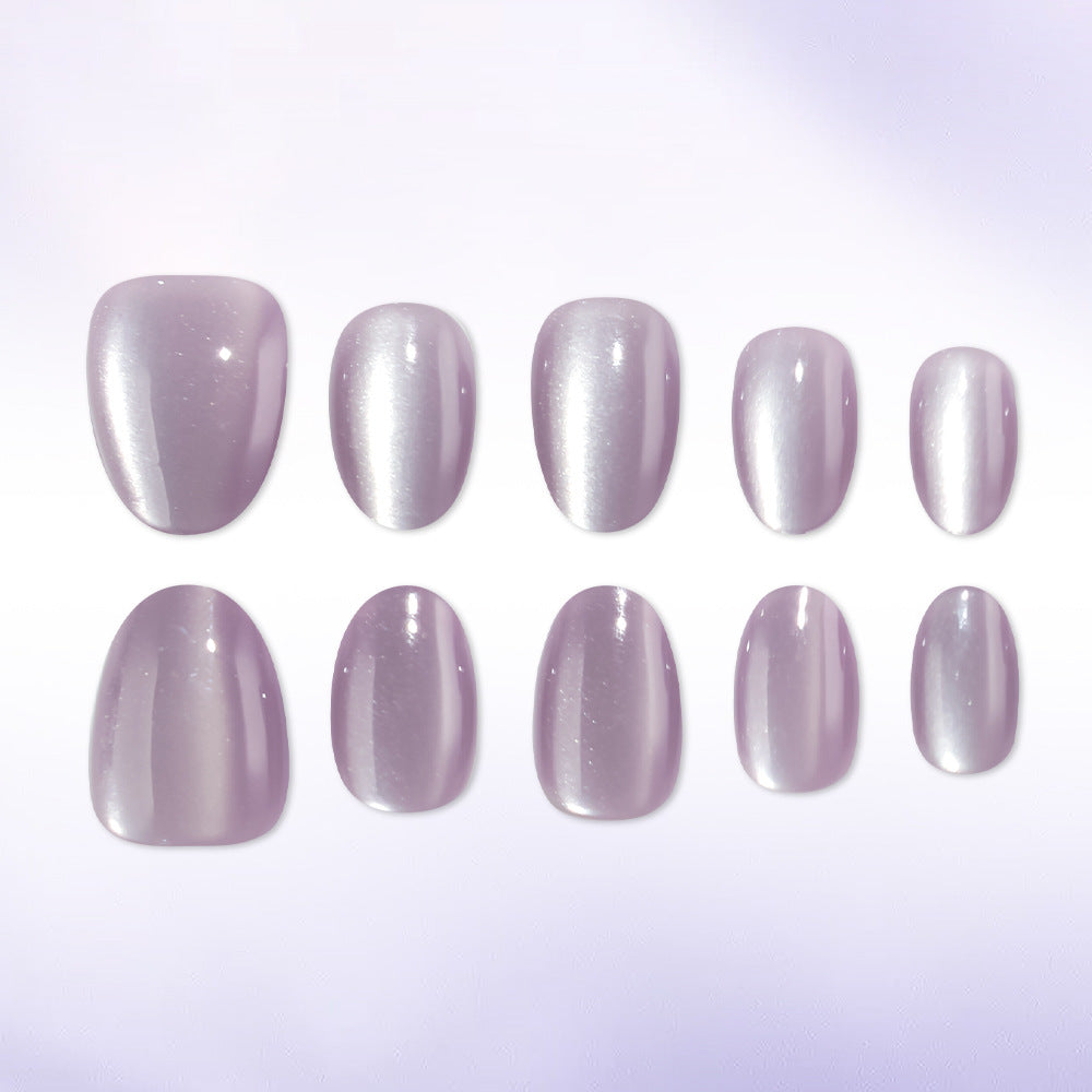 Enchanted Lavender Elegant Short Oval Shapes with Iridescent Shine Press-On Nail Set
