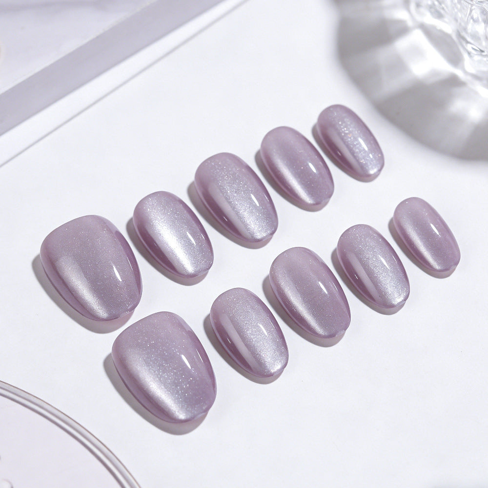 Dreamy Lavender Press-On Nail Set Short Oval Shape Shimmering Glitter Finish