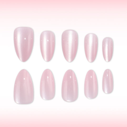 Celestial Dream Elegant Long Almond Light Pink Glimmering Press on Nail Set