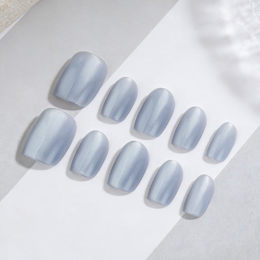 Elegant Serenity Short Square Soft Blue Matte Press On Nail Set with Unique Textured Finish