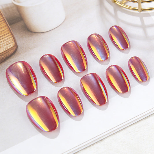 Radiant Aurora Medium Oval Iridescent Press-On Nail Set