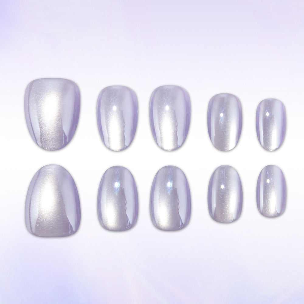 Celestial Silver Short Oval Glossy Nail Press Set