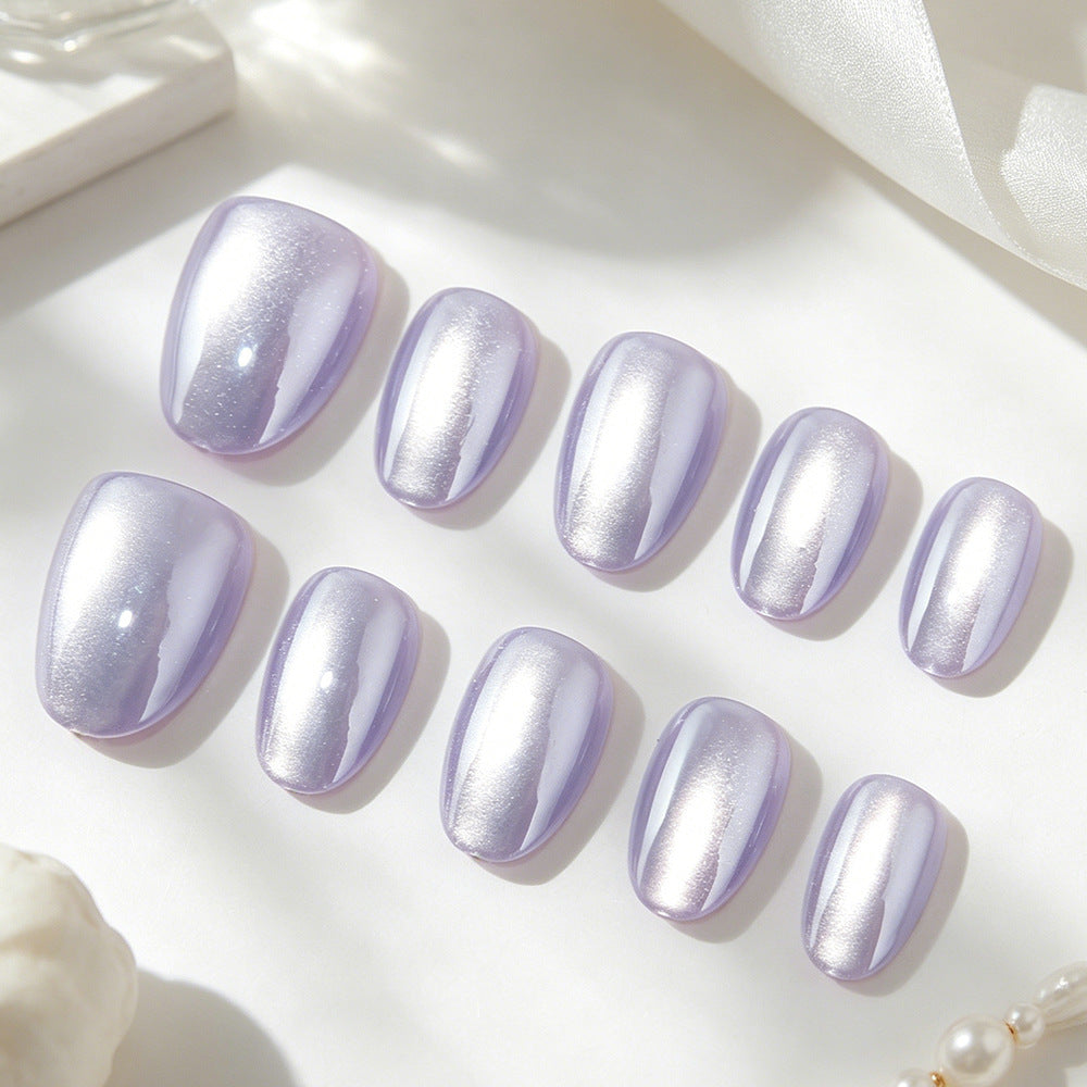 Dreamy Lavender Short Oval Shimmering Press On Nail Set