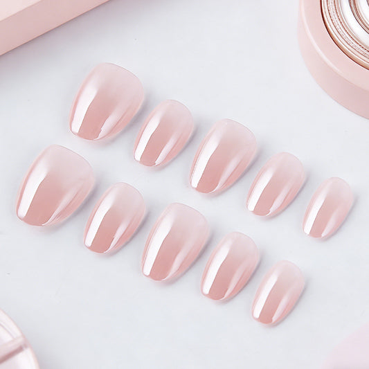 Dreamy Blossom Press On Nail Set Short Oval Shaped Soft Pink With Glossy Finish