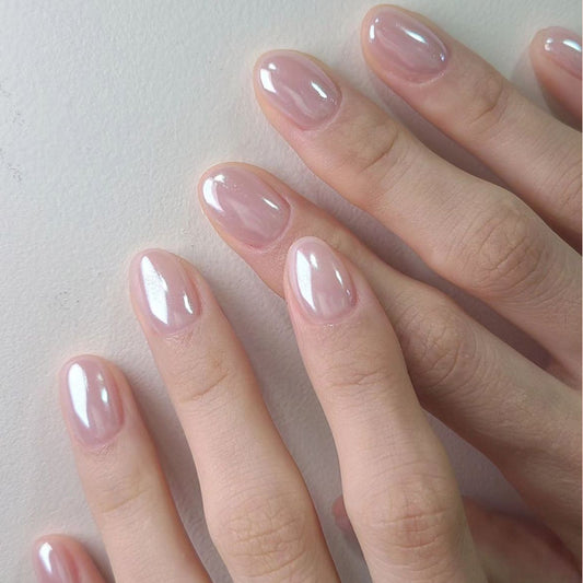 Chic Elegance Glossy Short Oval Pink Ombre Press On Nail Set