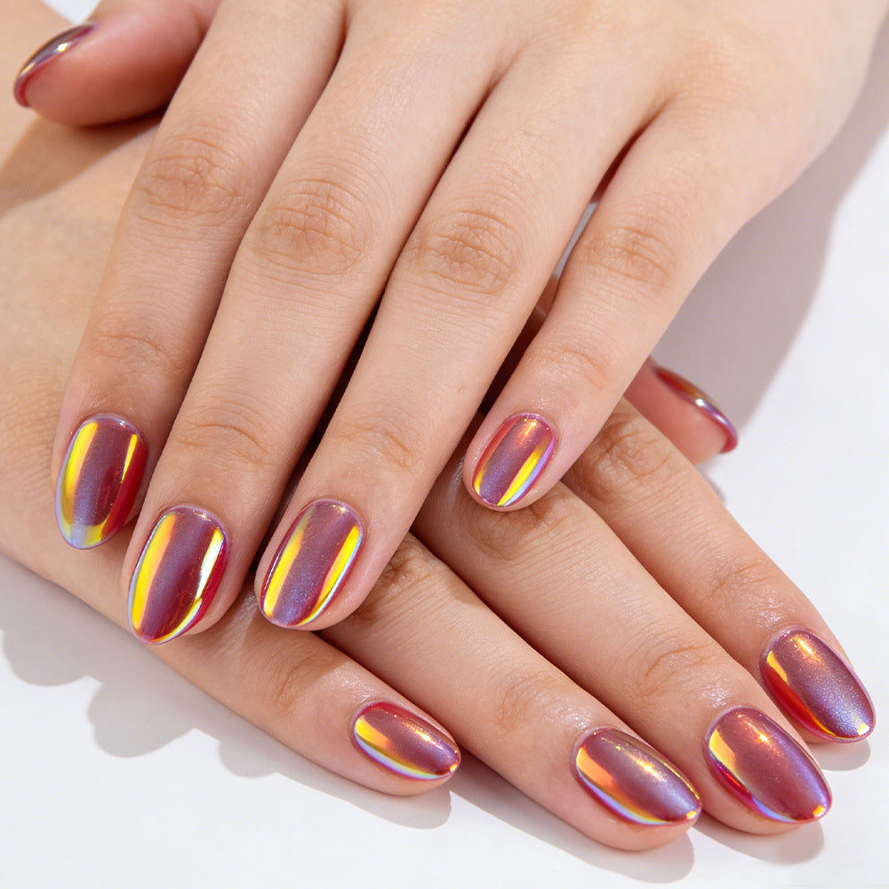 Radiant Dream Medium Oval Multicolor Glossy Finish Press On Nail Set