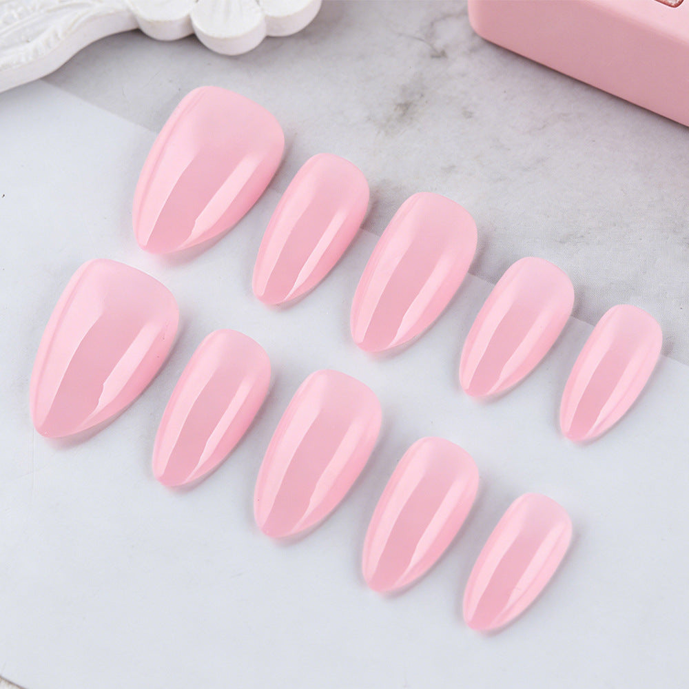 Dreamy Blush Medium Almond Pink Press On Nail Set with Glossy Finish