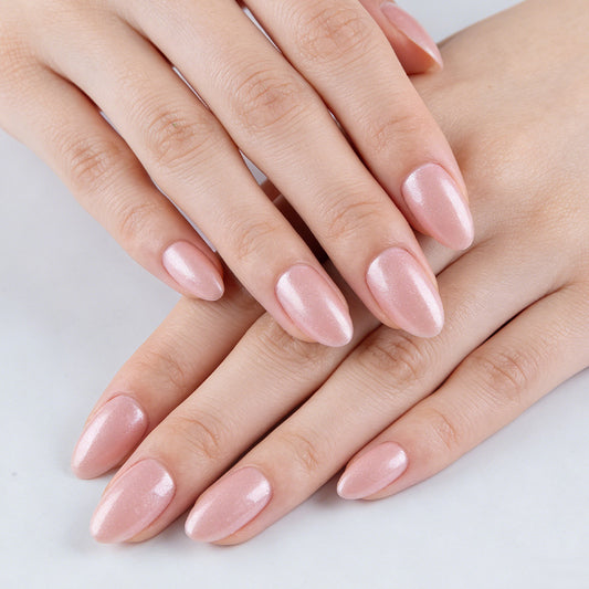 Glamorous Stiletto Medium Pink with Shimmering Finish Press On Nail Set