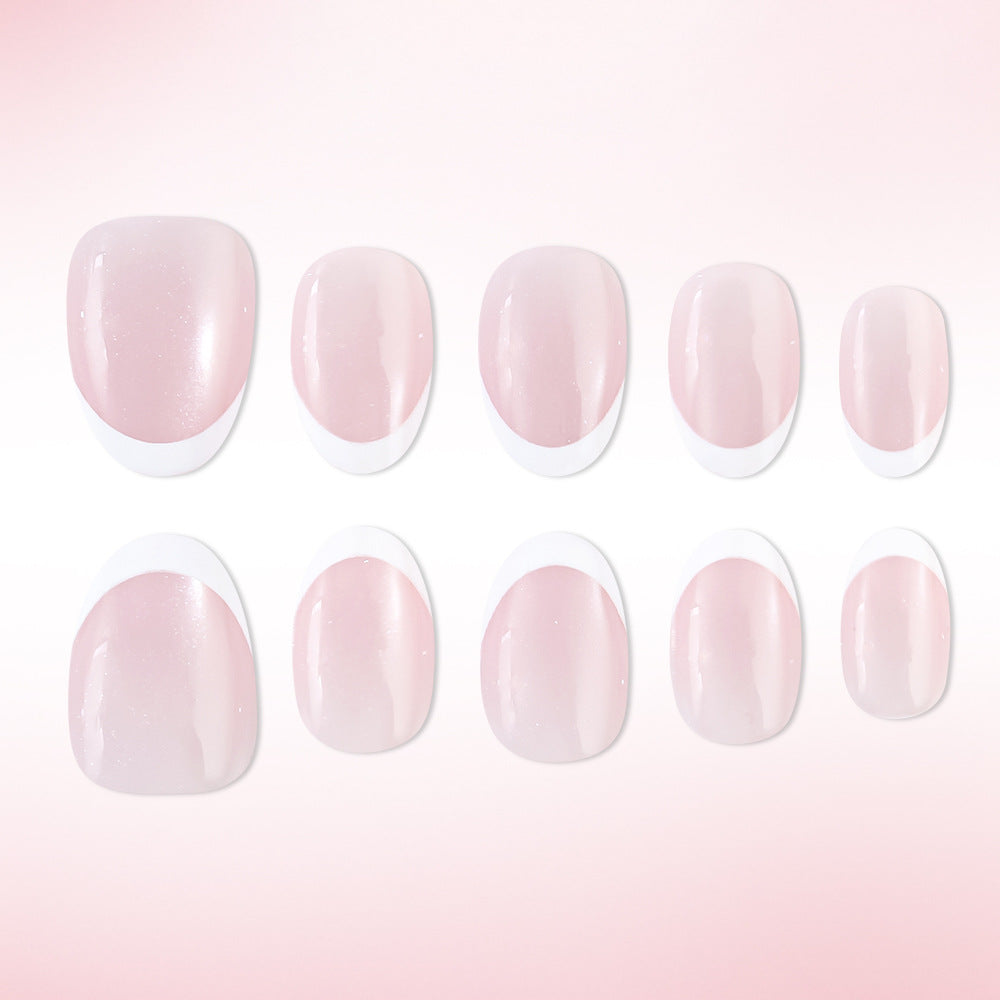 Charming Blossom Short Oval Soft Pink Gradient Press on Nail Set