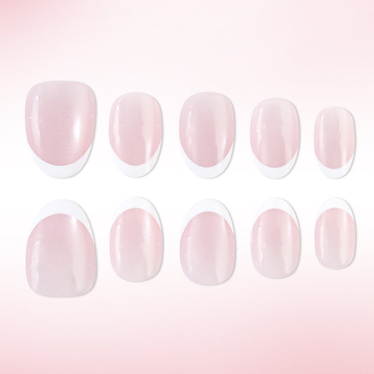 Charming Blossom Short Oval Soft Pink Gradient Press on Nail Set