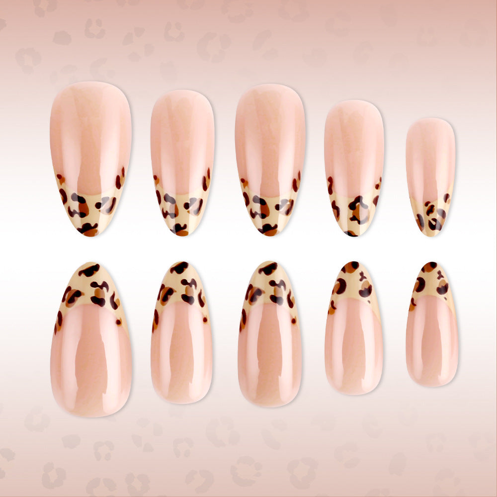 Wildly Chic Long Almond Pink Leopard Print Press On Nail Set