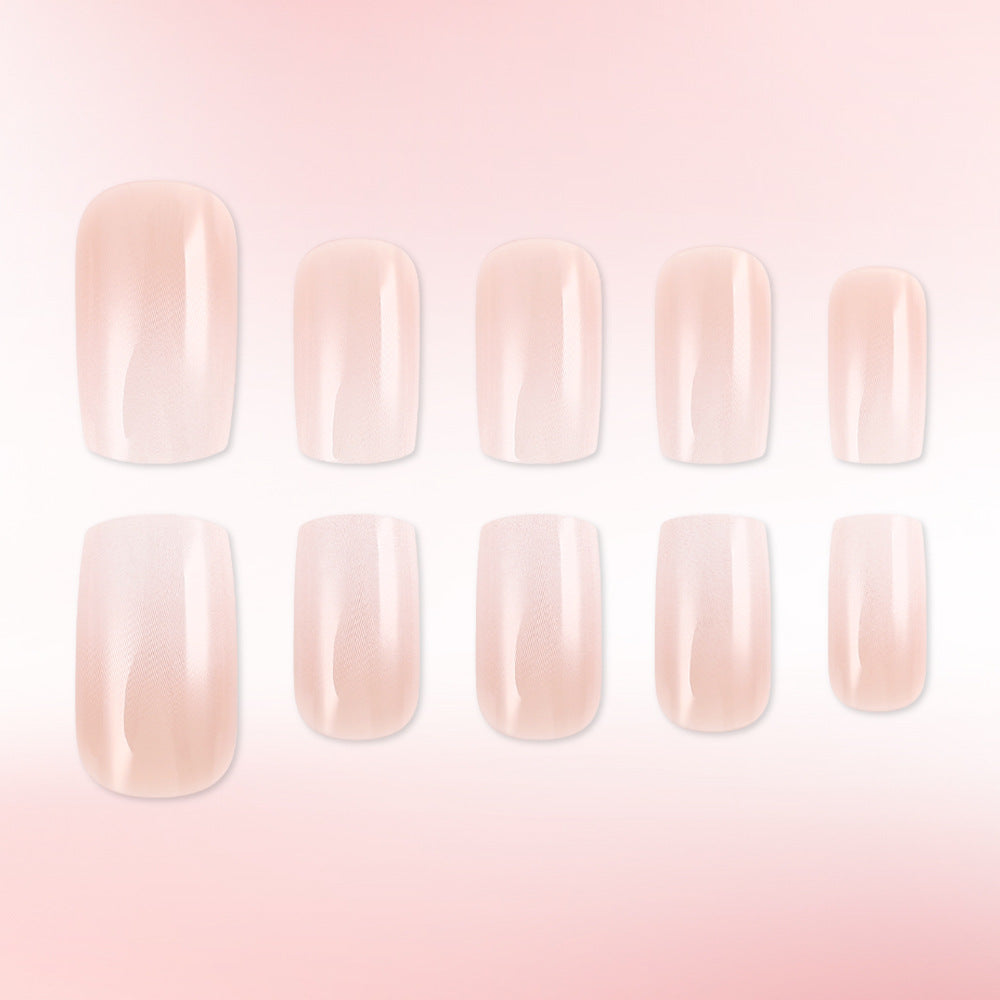 Blush Elegance Medium Square Soft Peach Finish Press On Nail Set