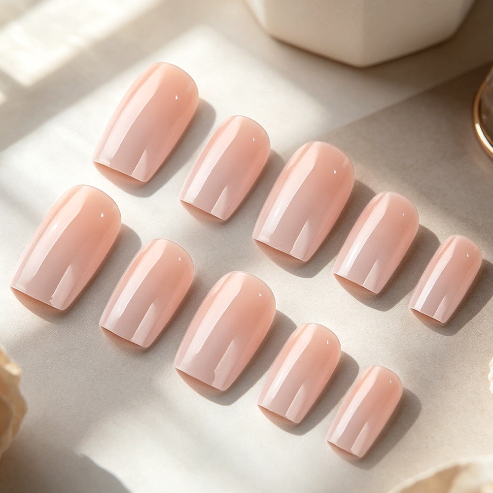 Blush Elegance Medium Square Pink Press On Nail Set with High Gloss Finish