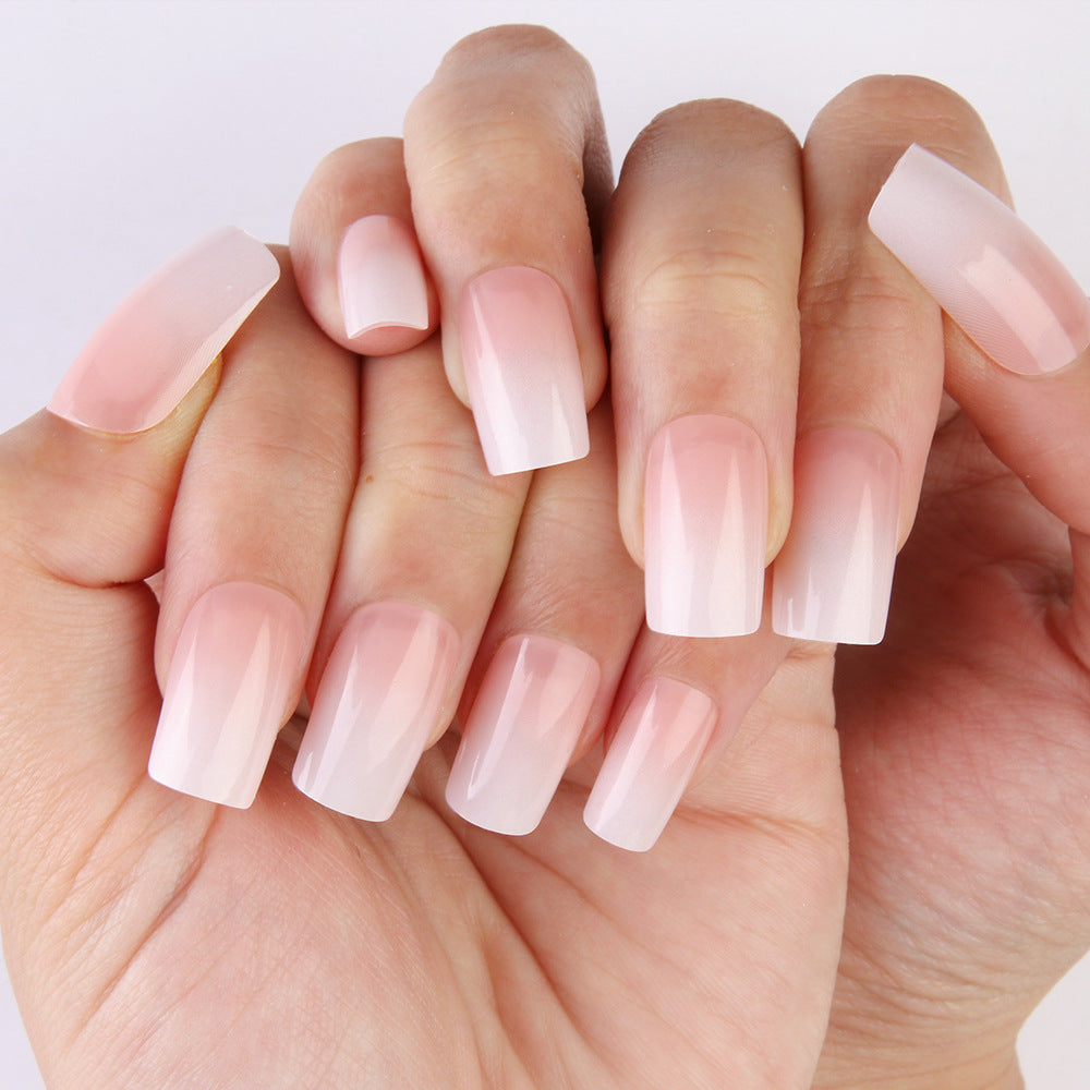 Blossom Elegance Medium Square Ombre Pink Press-On Nail Set with Smooth Finish