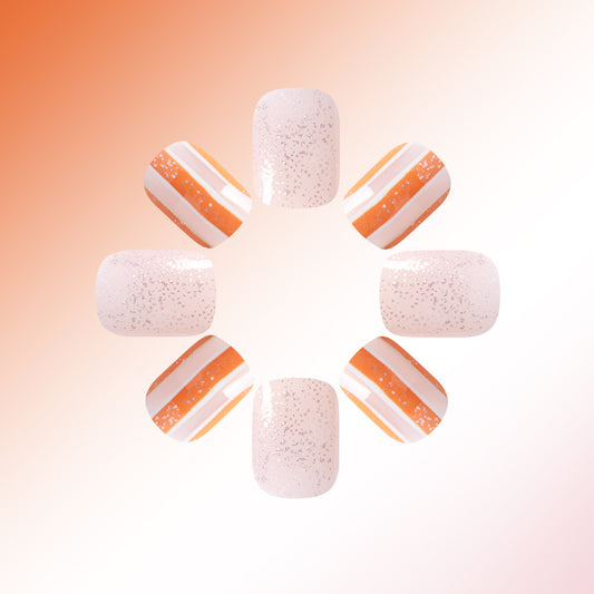 Autumn Elegance Short Square Blush Pink with Sparkling Accents Press-On Nail Set