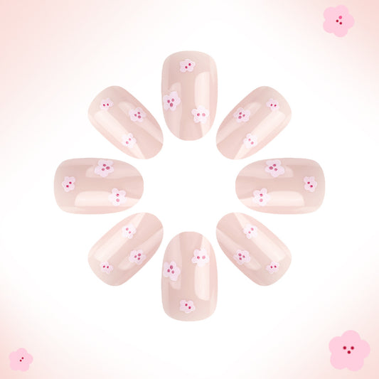 Blossom Dreams Medium Oval Pink Floral Press On Nail Set