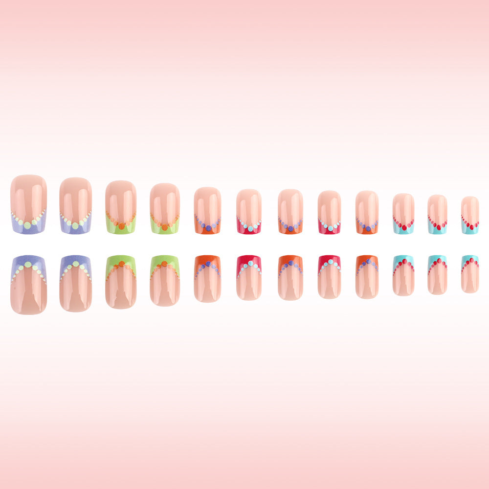 Vibrant Garden Dream Medium Square Coral and Mint Deep Arch Press on Nail Set