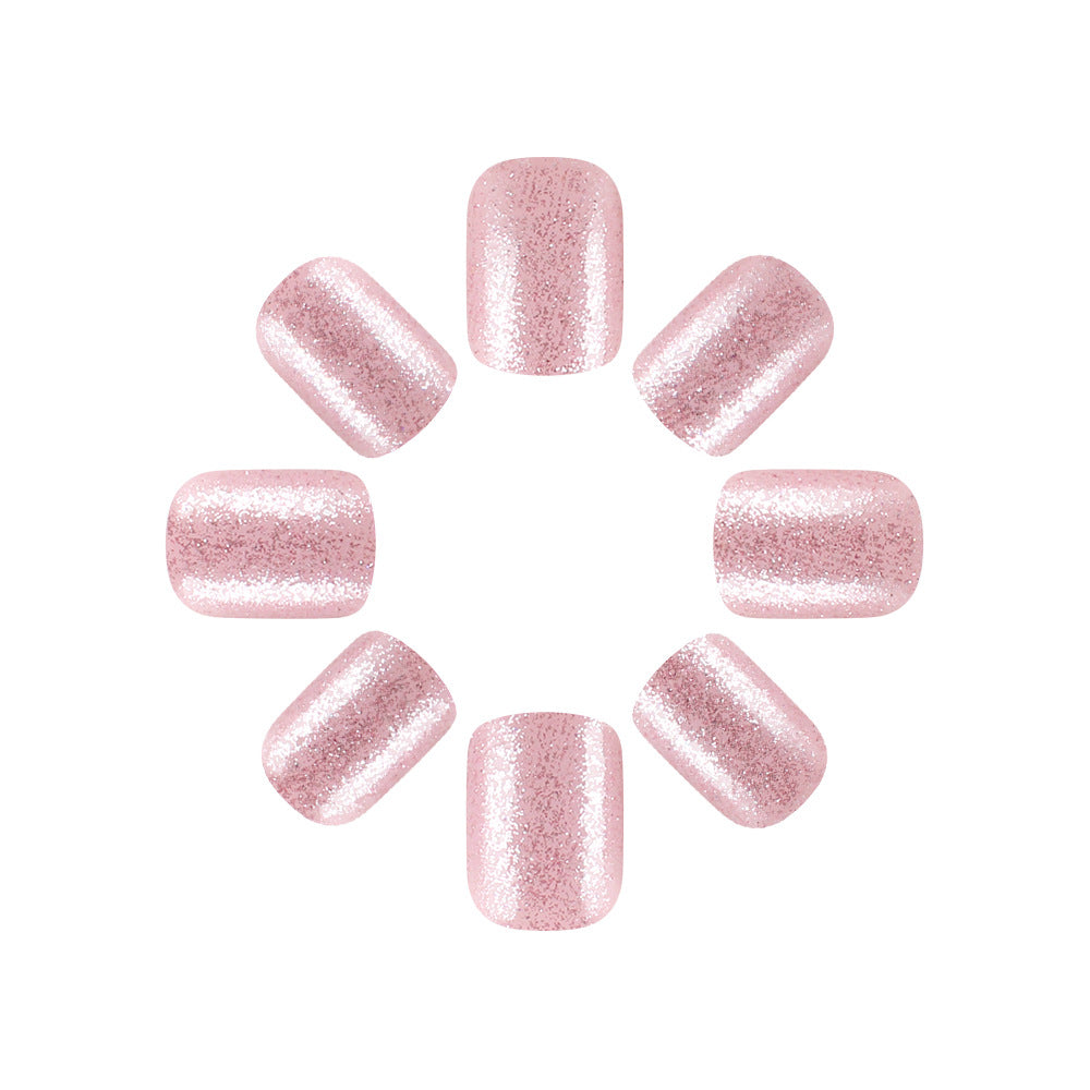 Glamorous Blossom Medium Square Pink Shimmer Press On Nail Set