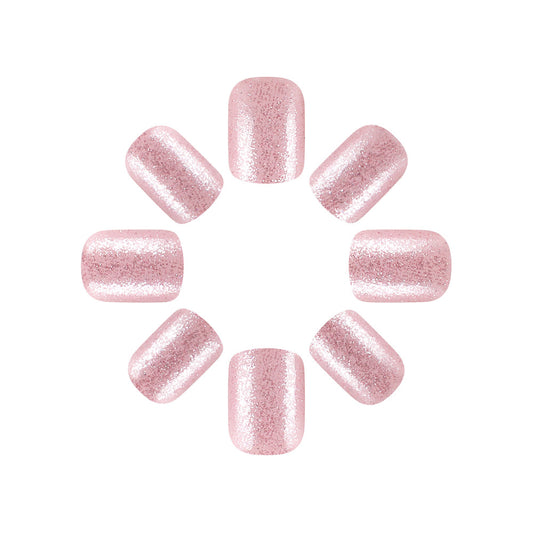 Glamorous Blossom Medium Square Pink Shimmer Press On Nail Set