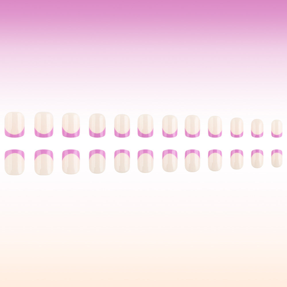 Chic Blossom Elegant Short Square Soft Pink Ombre French Tip Press On Nail Set