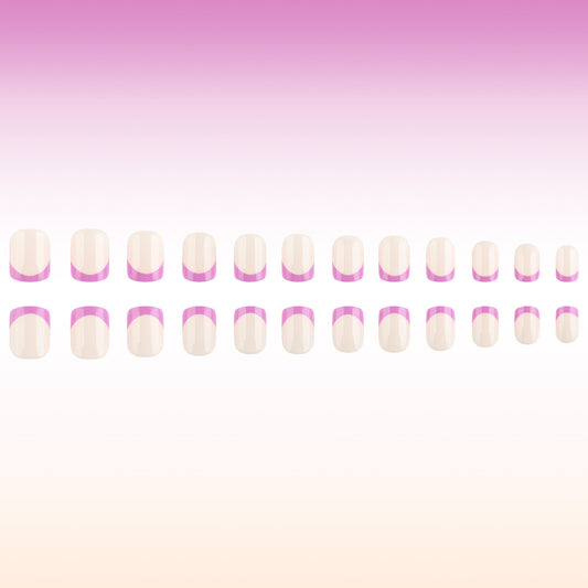 Chic Blossom Elegant Short Square Soft Pink Ombre French Tip Press On Nail Set
