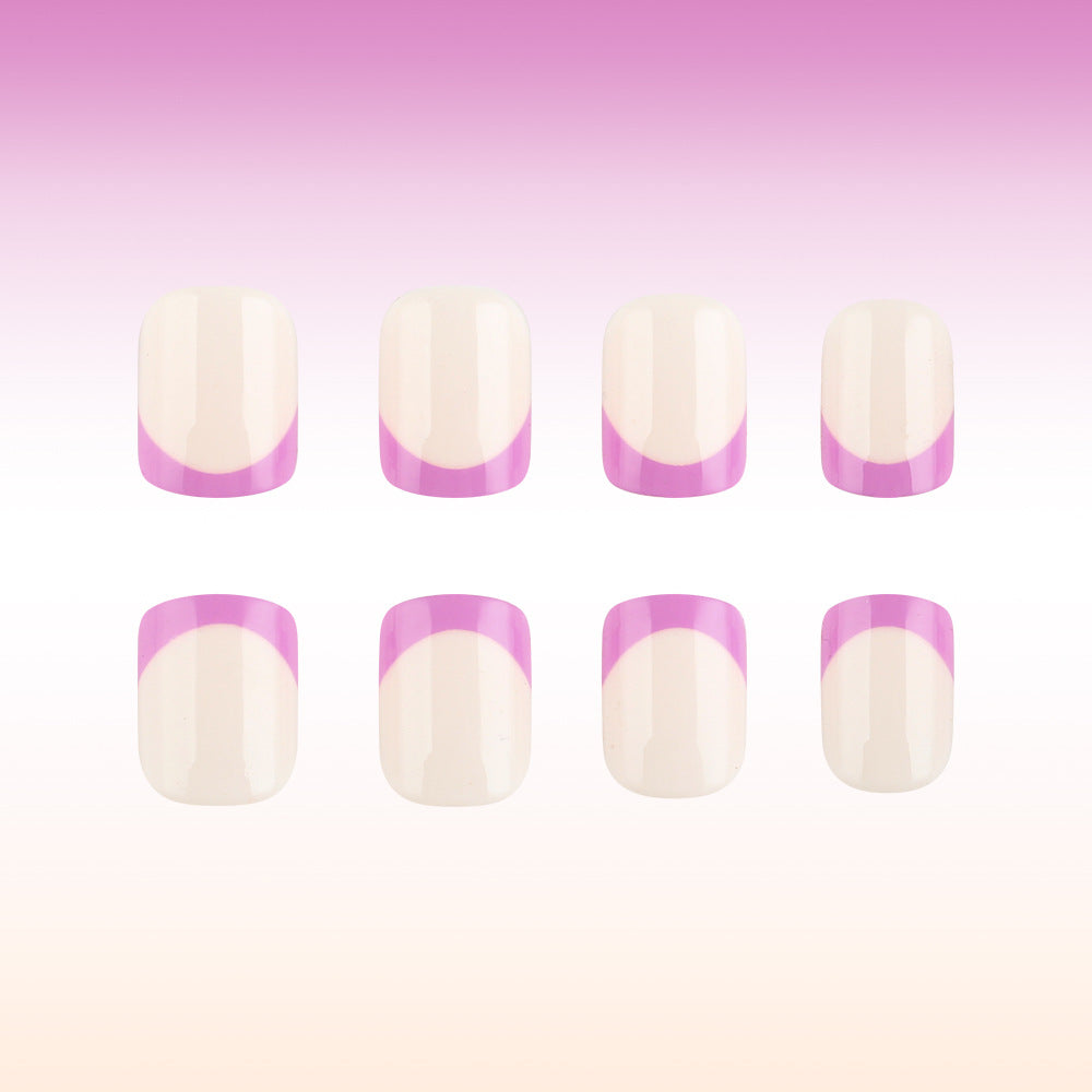 Charming Spring Dream Short Square Blush Pink Press On Nail Set with Unique Gradient Tip
