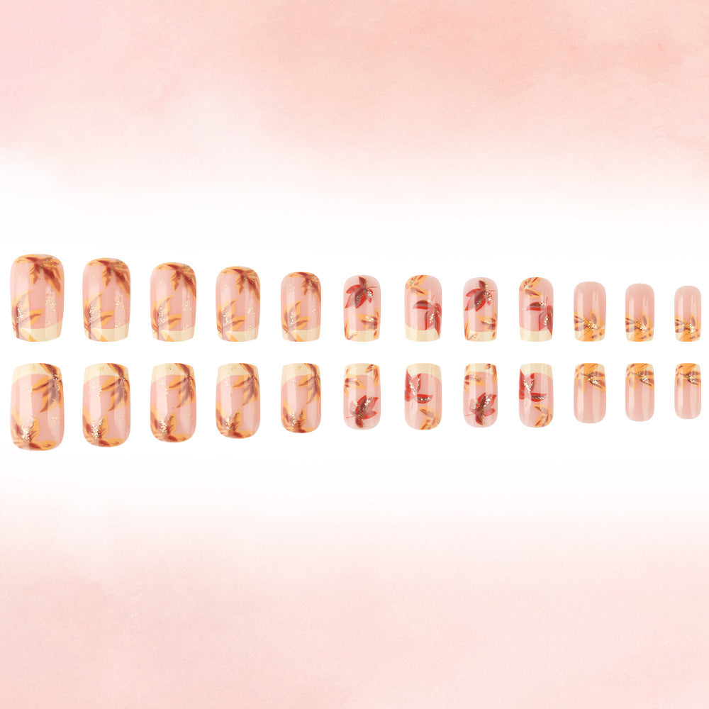 Bohemian Bliss Medium Square Transparent Pink with Dried Flower Accents Press On Nail Set