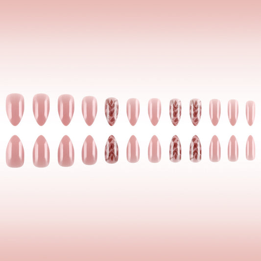 Chic Elegance Long Almond Pink with Marble Design Press On Nail Set