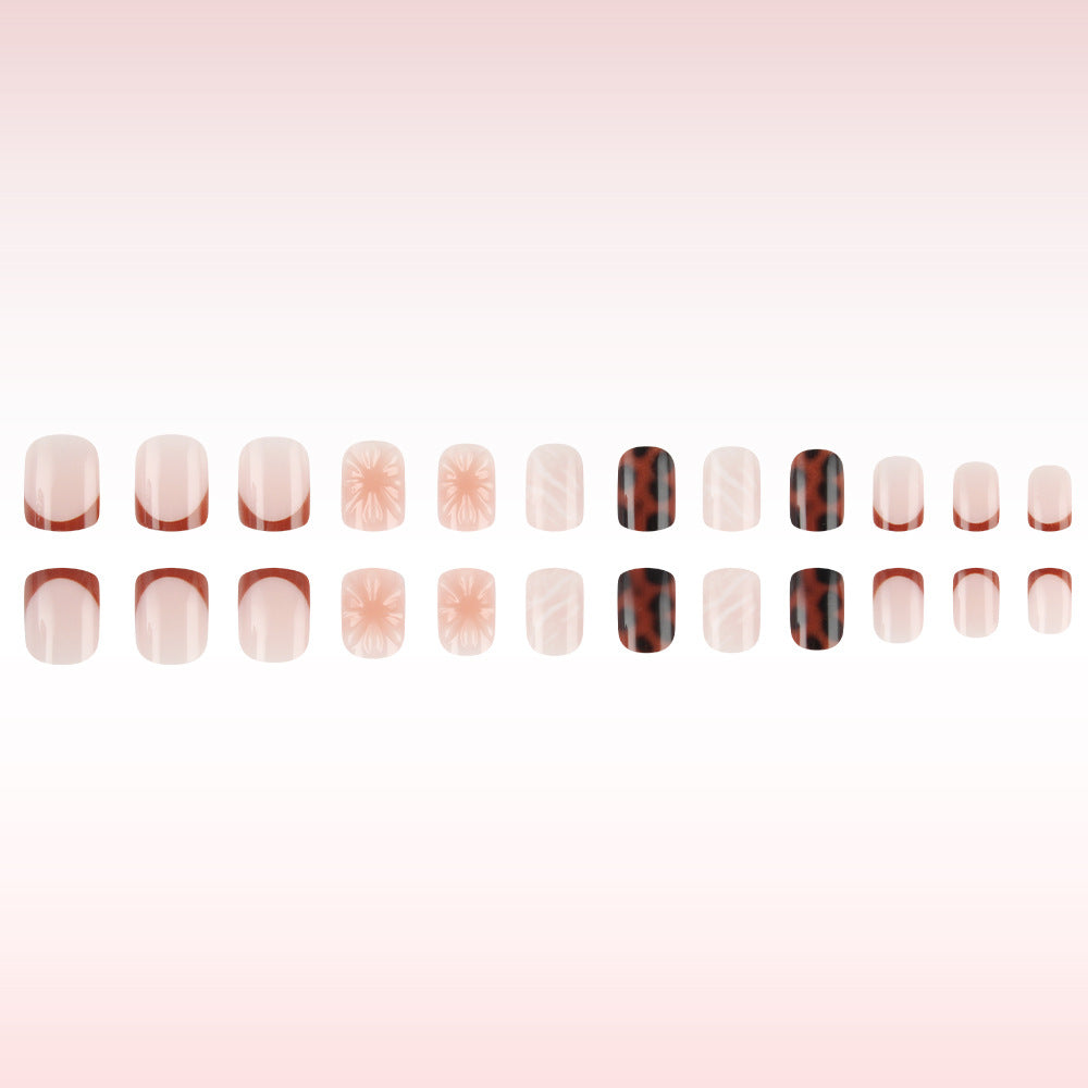 Enchanted Elegance Short Square Blush Pink with Artistic Design Press-On Nail Set