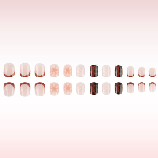 Enchanted Elegance Short Square Blush Pink with Artistic Design Press-On Nail Set