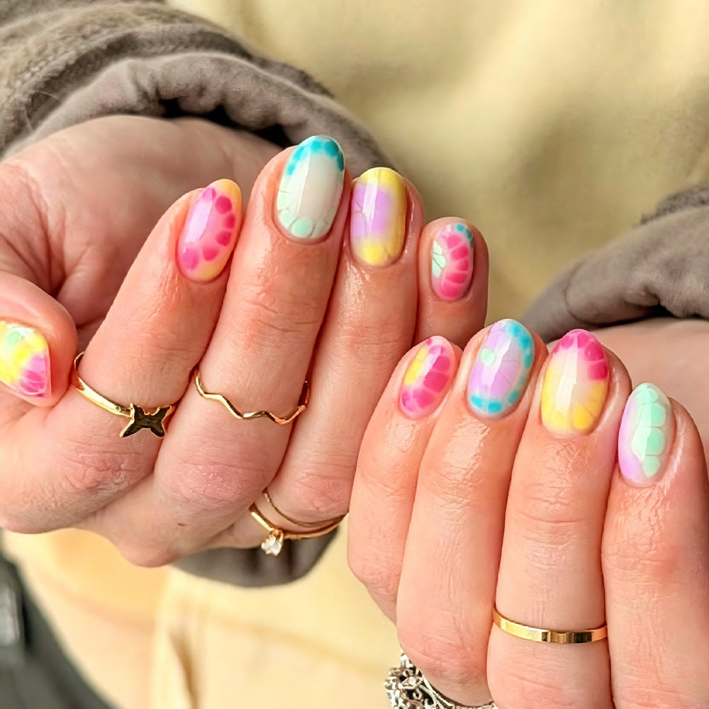 Whimsical Pastel Medium Oval Gradient Nail Set