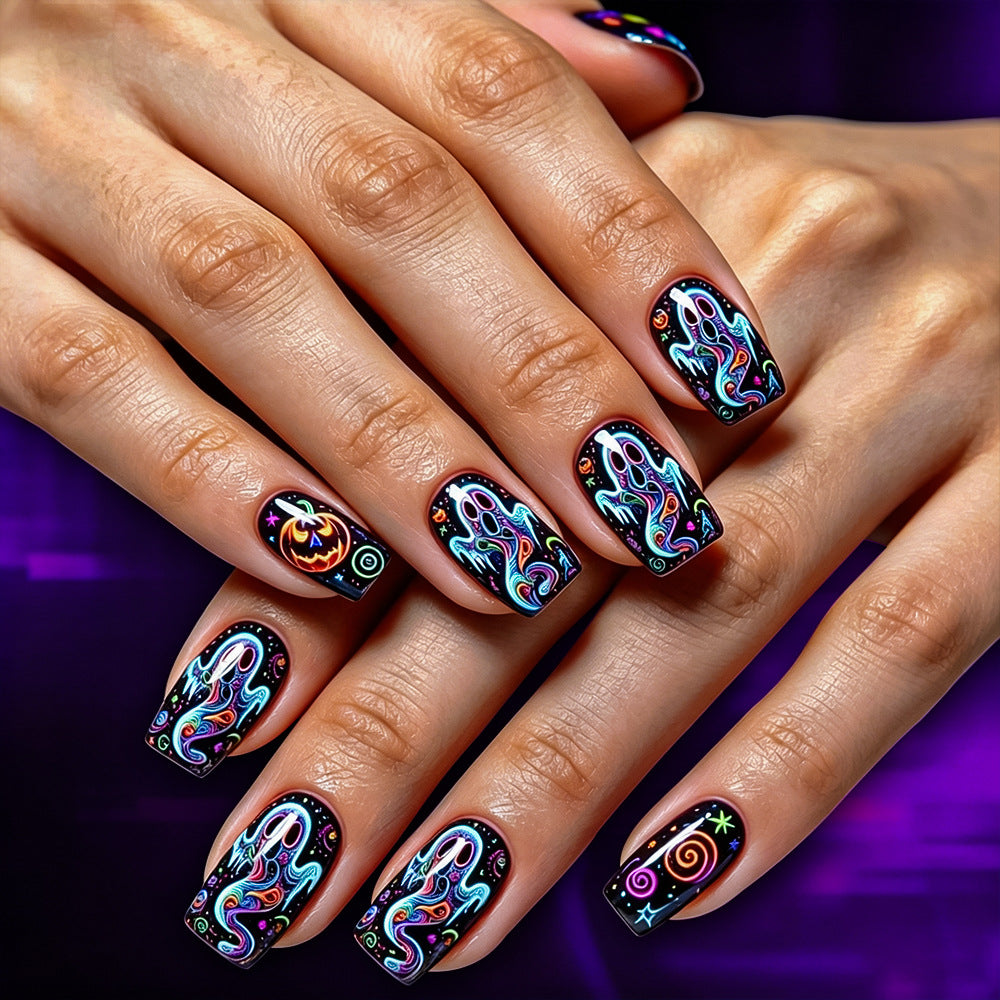 Vibrant Festival Short Square Neon Glow Press on Nail Set