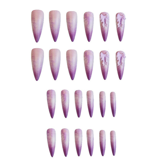 Enchanting Elegance Long Stiletto Ombré Purple Press-On Nail Set with Floral Accent