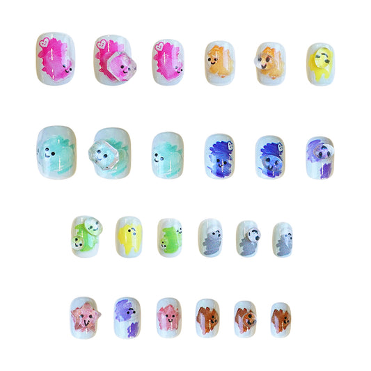 Whimsical Animal Kingdom Press On Nail Set Short Squoval Multi-Colored Cute Character Designs