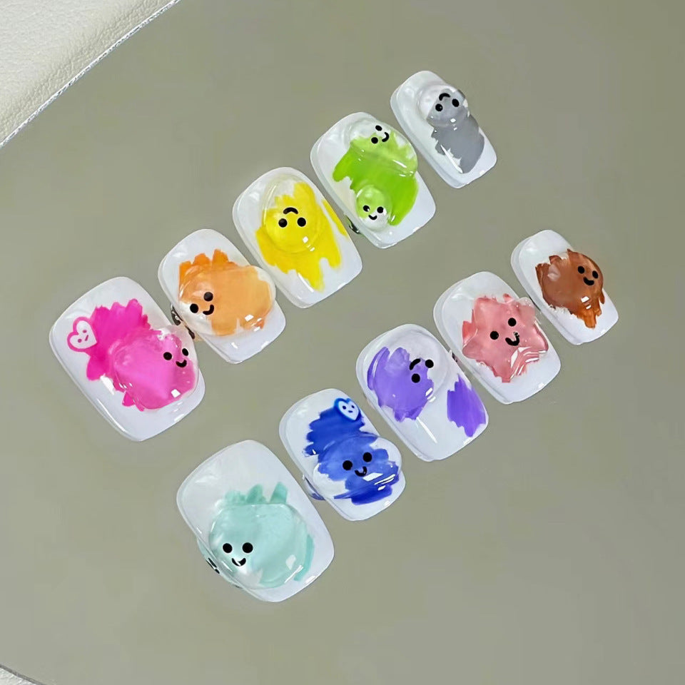 Cute Critter Vibes Short Square Multicolored Press On Nail Set with Adorable Animal Designs