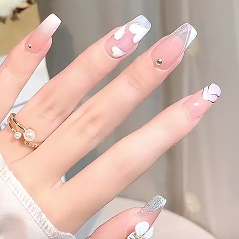 Elegant Affair Medium Coffin Pastel Pink Glitter Accent Press On Nail Set