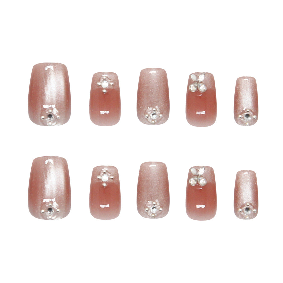 Dreamy Elegance Short Square Pink Glitter Press on Nail Set