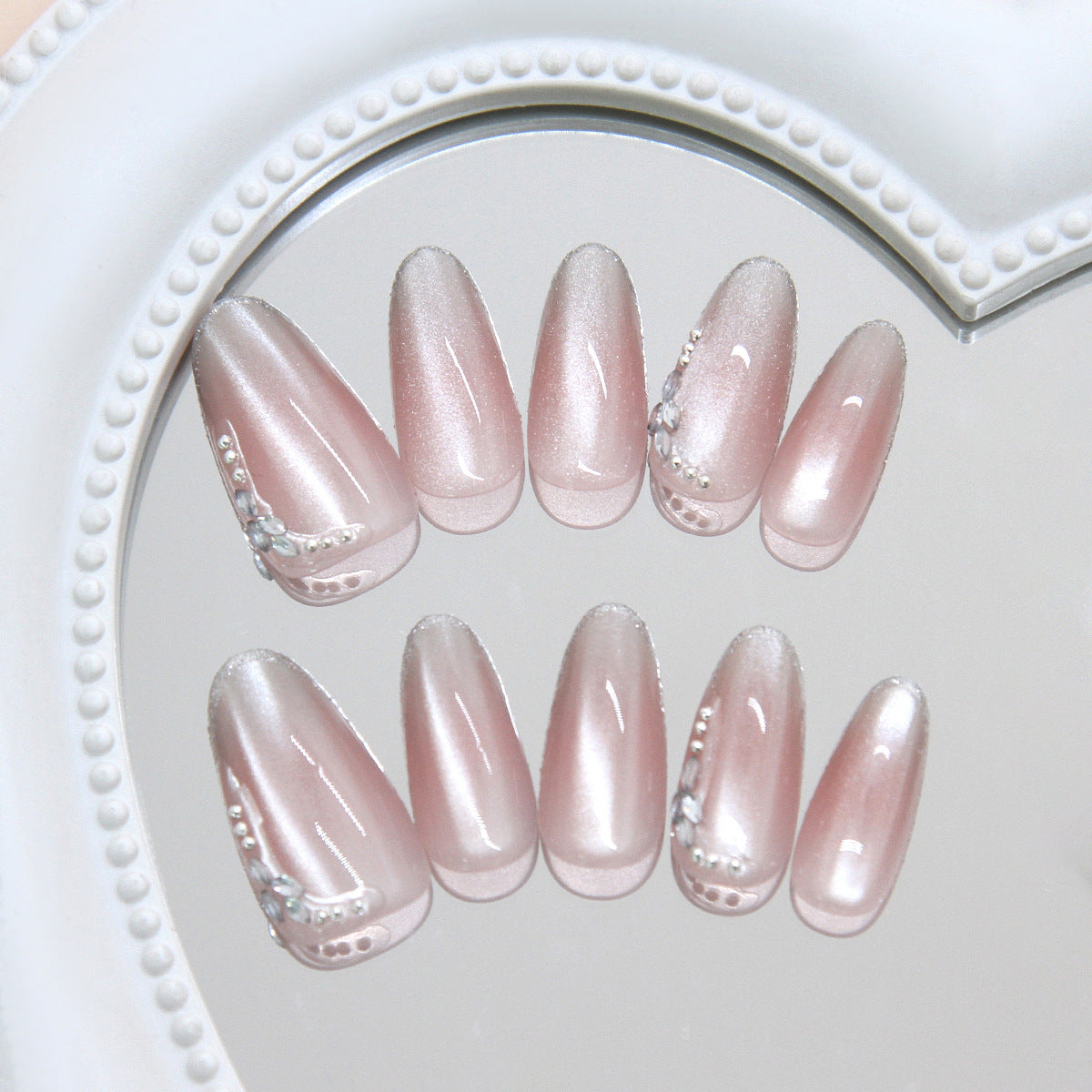 Elegant Blossom Medium Almond Pink with Sparkling Accent