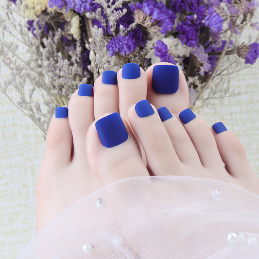 Oceanic Bliss Short Square Blue Matte Press On Nail Set for Fabulous Summer Toes