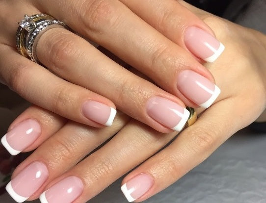 Bad Hair Day Short Square Beige French Tips Press On Nails