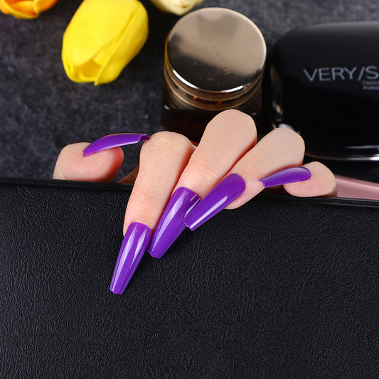 Elegant Evening Long Coffin Purple Ombr‚âàŒ© Press On Nail Set with Glossy Finish