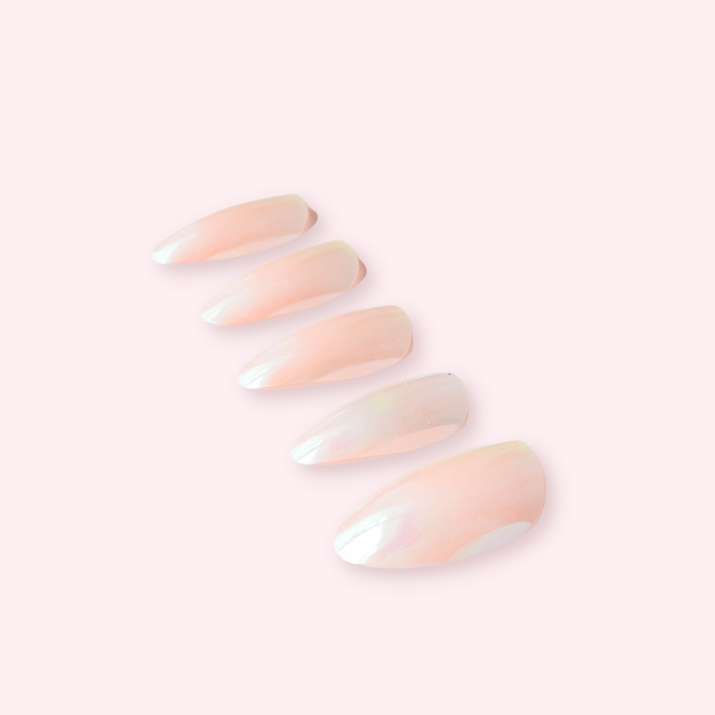 Hailey Glazed Medium Almond Pearl Press On Nails