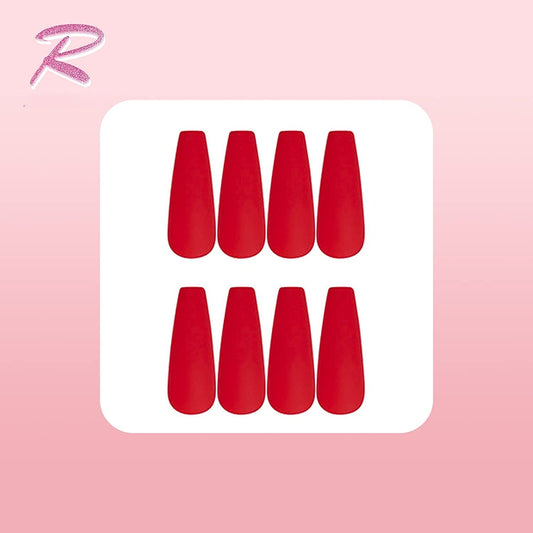 Open Road Long Coffin Red Matte Press On Nails