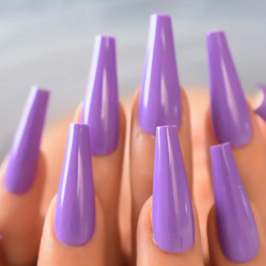 Need To Do Long Coffin Purple Bold Press On Nails