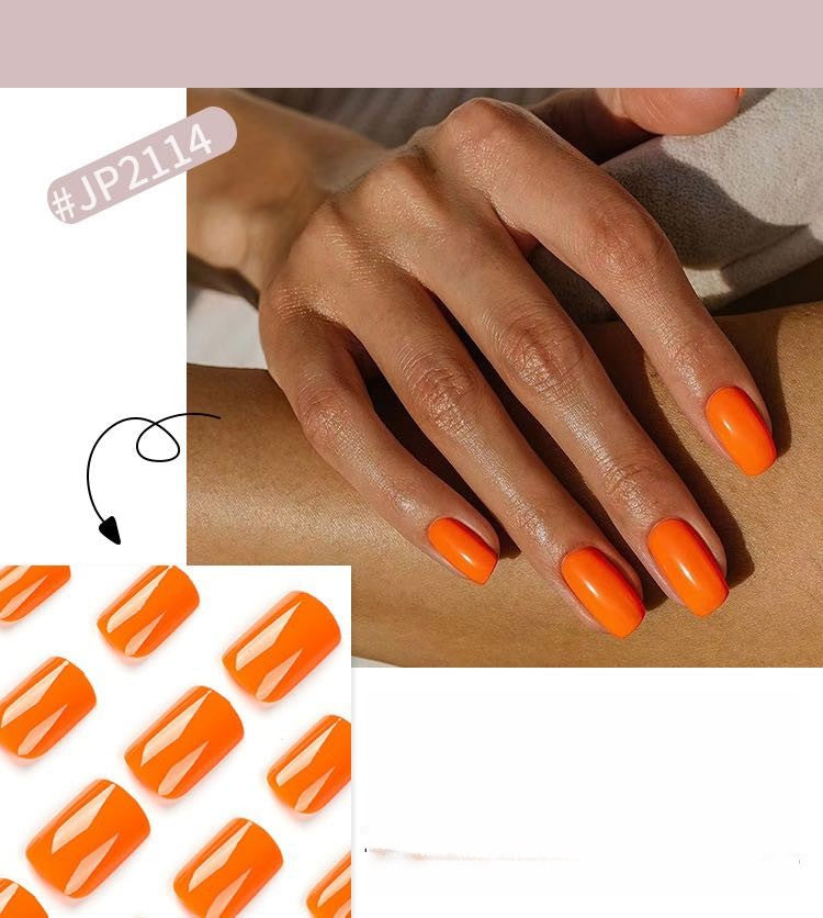 Tangerine Long Square Orange Everyday Press On Nails
